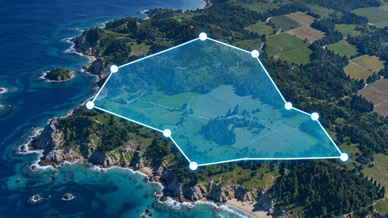 海岸区域多边形面积测量示意