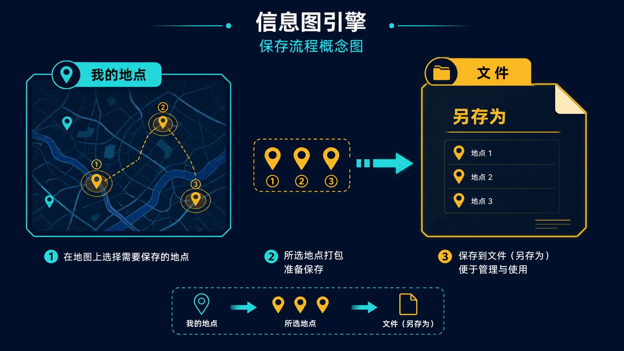 从我的地点选择内容并另存为文件的信息图