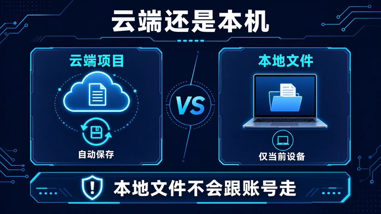 云端硬盘项目自动保存与本地KML仅当前设备可见的对照信息图