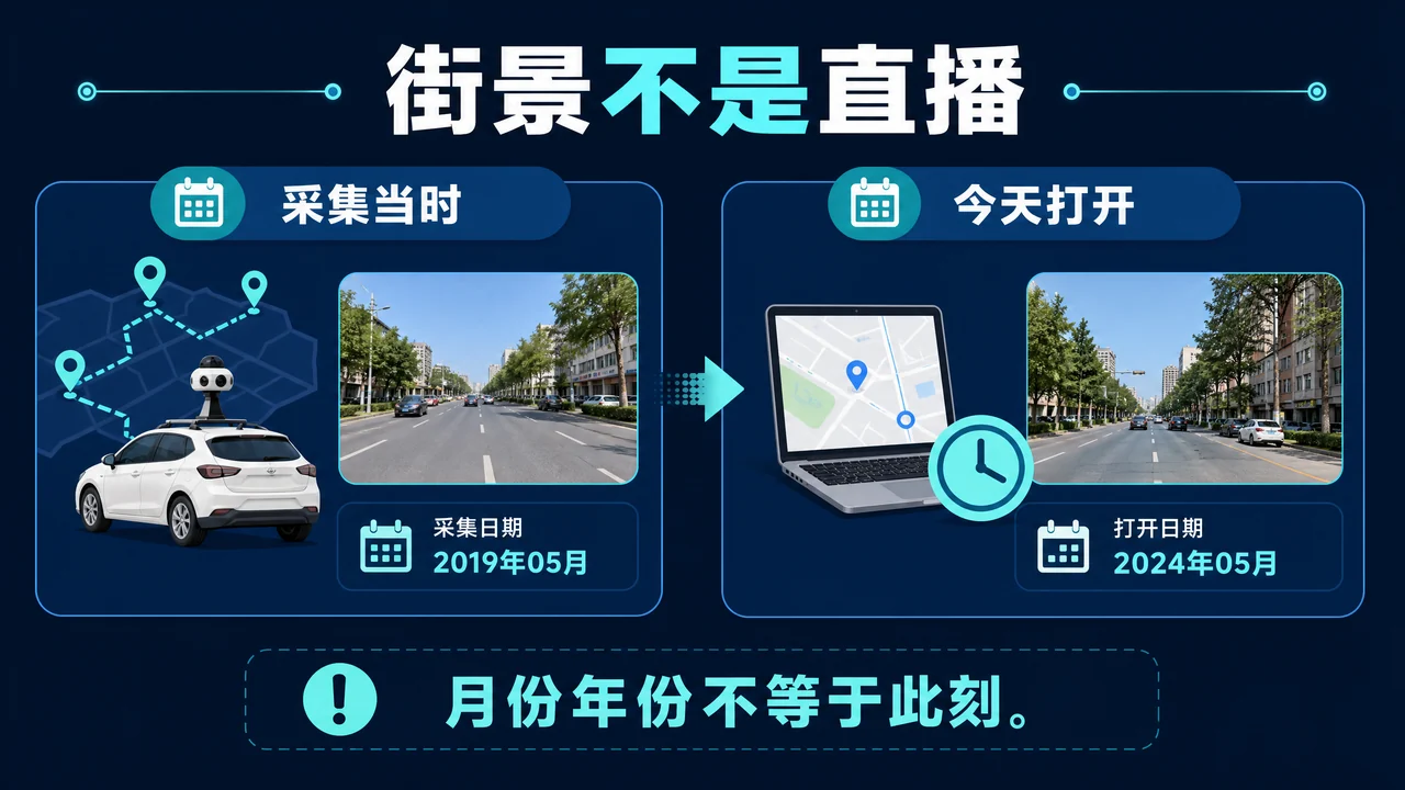 街景采集日期与今天打开地图对照信息图