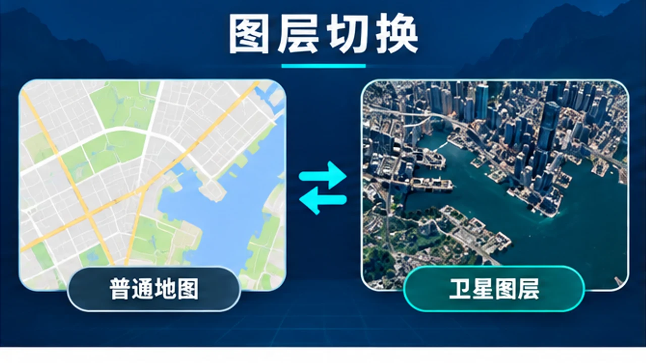 普通地图与高清卫星图层切换对照信息图