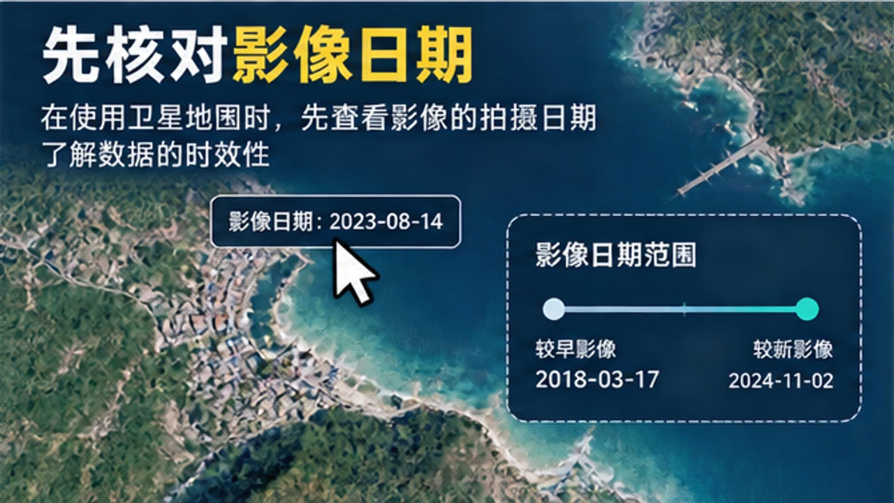 查看卫星地图影像日期和日期范围信息图