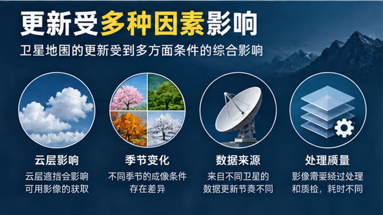 云层季节数据来源和处理质量影响卫星地图更新信息图