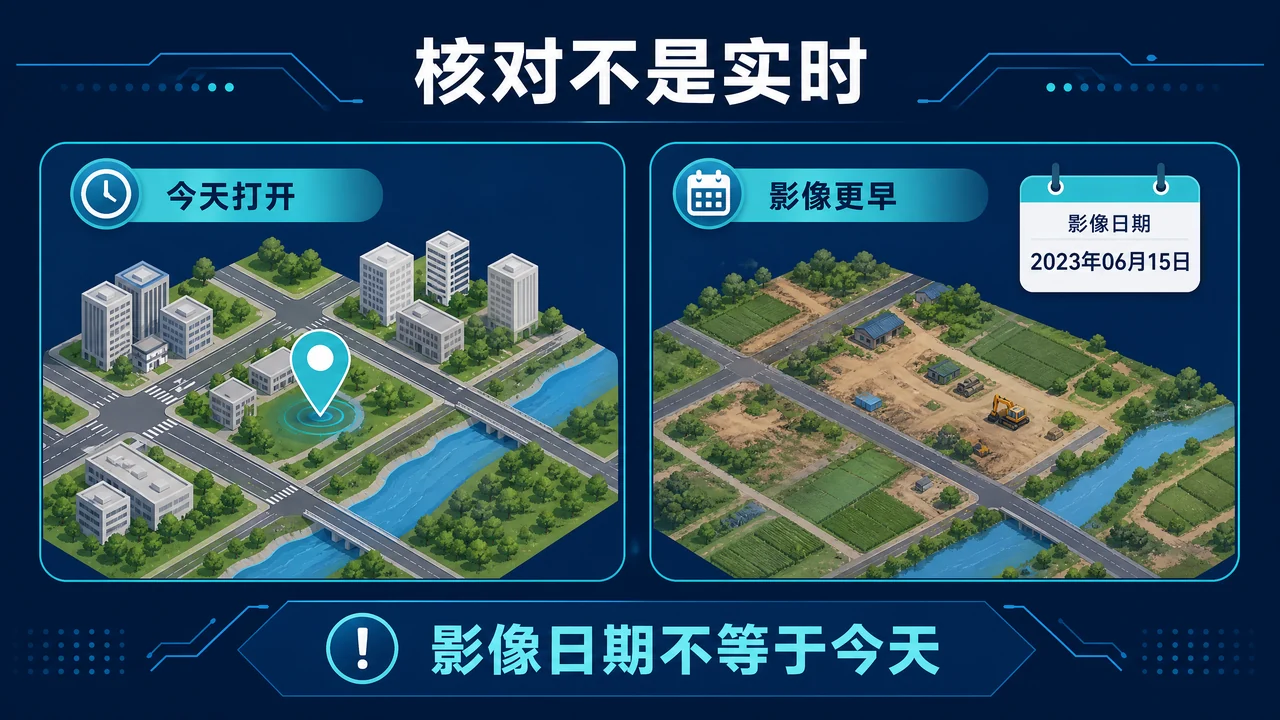 今天打开地图与更早影像日期对照的信息图