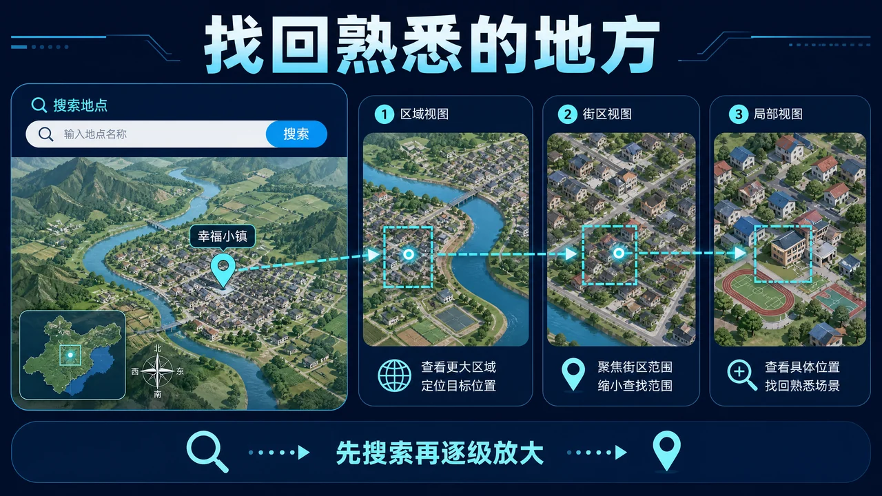 高清卫星地图怎么看自己的家乡？定位、放大与核对方法